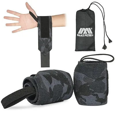 Weight Lifting Wrist Straps Elasticated Padded Gym Training Wraps Grip Support • £6.99