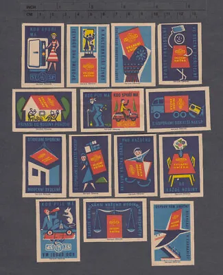 Series Of Old Czechoslovakian Matchbox Labels From 1962 /2541-2554/ • $0.99