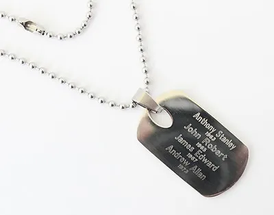 Boys Stainless Steel Dog Tag Necklace Engraved/personalised Free Gift Box • £18.50