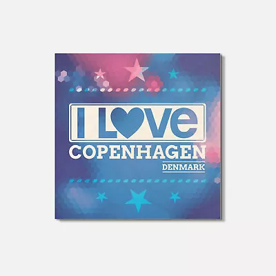 I Love Copenhagen City Denmark Slogan 4'' X 4'' Square Wooden Coaster • $6.30