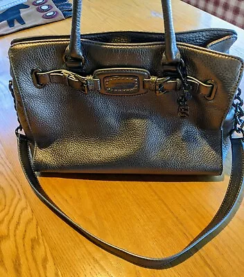 Michael Kors Metallic Pebbled Tote Gunmetal Accents Ton Pocket Handle & Strap • $89