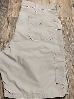 Carhartt Carpenter Shorts Adult 40 Beige Khaki Cargo Relaxed Fit Workwear Mens • $15.99