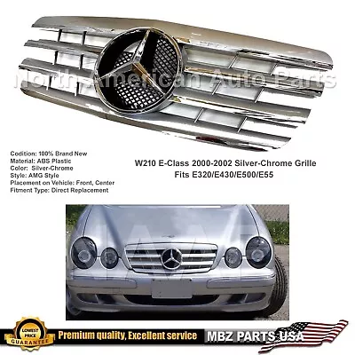 E55 E63 Grille E-Class 2000 2001 2002 Silver Chrome Star Front AMG E320 E500 New • $139