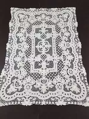 Vintage Point De Venise Needle Lace Banquet Tablecloth 154x114cm • $186.77