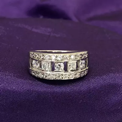 Round Cut Lab-Created Diamond Wedding Men's Eternity Ring 14K White Gold Plated • $111.99