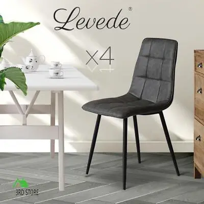 $207 • Buy Levede 4x Dining Chairs Kitchen Table Chair Lounge Room Padded Seat PU Leather