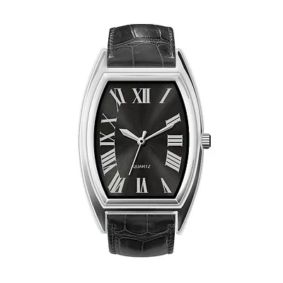 Italian Quartz Men's Analogue Stainless Steel Glass Imitation Leather Wristwatch • £34.99