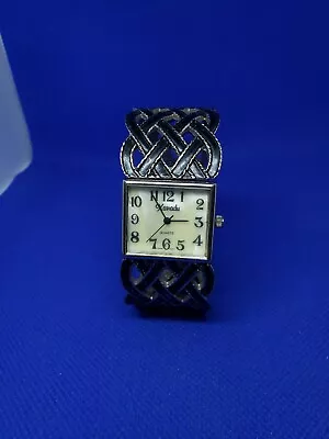 Vintage Xanadu Quartz Square Bezel Watch Mother Of Pearl Spring Black Bangle • $5