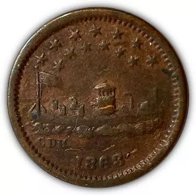 1863 Our Navy Civil War Token Extremely Fine XF Coin #5930 • $45