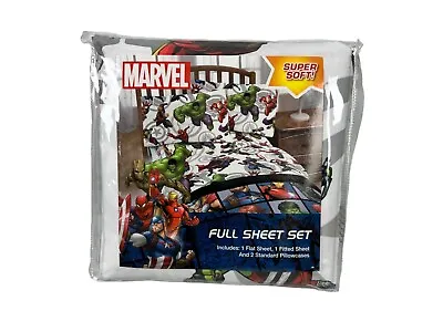 HULK SPIDERMAN Marvel Comics Avengers Sheet Set FULL Bed Microfiber 4 Pieces NEW • $44.43