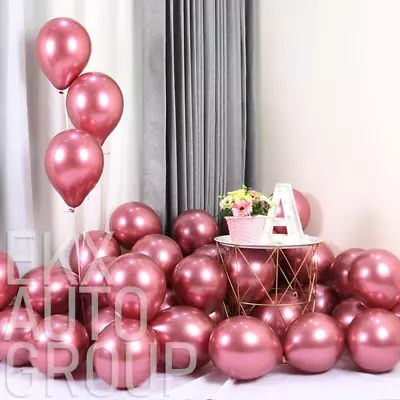 $8.99 • Buy 25Pc Pink Chrome Shiny Metallic 12  Party Balloons Baby Shower Wedding Birthday 