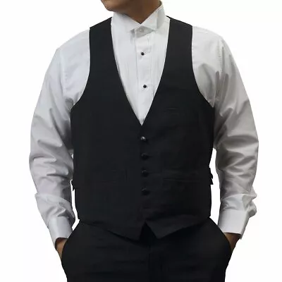 Mens Black Tuxedo Vest Waistcoat 5 Buttons Waiter Bartender Uniform • $16.95