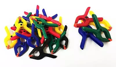 22 X COLOURED NYLON SPRING CLAMPS 18 X 2  + 4 X 3  Market Stall Clips Caravan  • £6.99