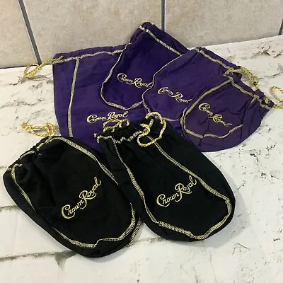 Crown Royal Cloth Bags Lot Of 6 Purple Black Assortment Of Full Size And Mini • $7.99