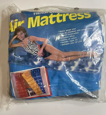 VTG SILVER French Style Air Mattress Vinyl Pool Lounge Float Raft 78 X 28 NOS • $39.77