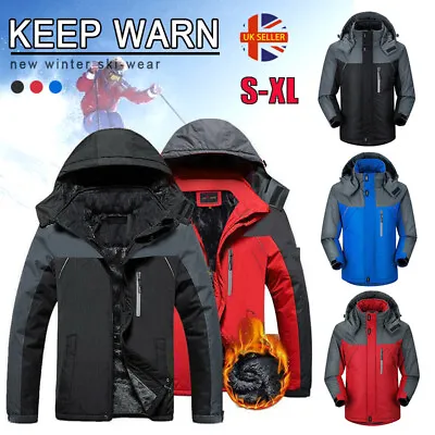 Mens Fleece Lined Jacket Winter Warm Mountain Jackets Windproof Waterproof Coats • £19.59