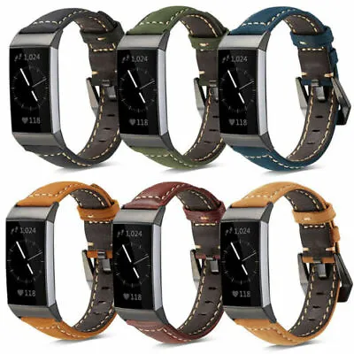 Retro Genuine Leather Replacement Wrist Watch Band Strap For Fitbit Charge 3 4 • $15.99