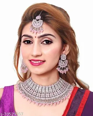 $30.23 • Buy Indian Bollywood Gold Plated Kundan Choker Necklace Bridal Pearl CZ Jewelry Set