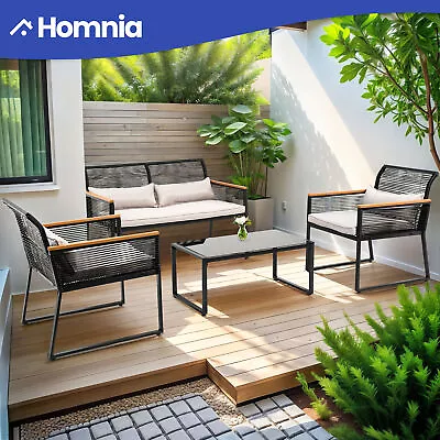 4 PCS Patio Rattan Chair Table Outdoor Wicker Sofa Bistro Set Washable Cushions • $243