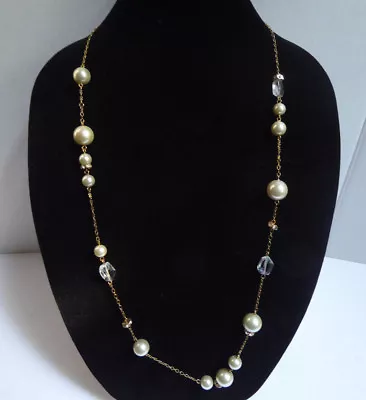 J Crew Necklace 35  Inches Long Faux Pearl Faux Pave • $28.99