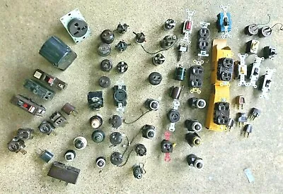 Vintage 65 Pc Lot Electrical Bakelite Adapters Sockets Plugs Switches • $62.99