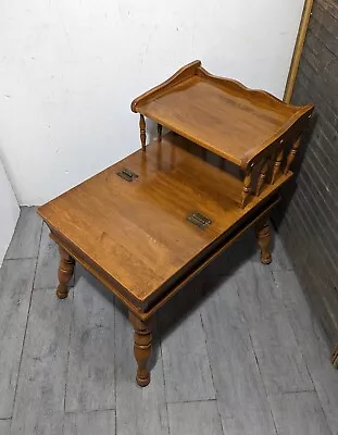 Vintage Ethan Allen Maple Wood 2-Tier Step End Table Colonial Dough Box 10-8582 • $180