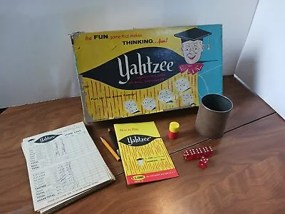 Vintage E.S. Lowe Co.Yahtzee 1961 Needs New Score Cards But Complete Otherwise • $7.49