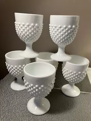 Vintage Fenton Milk Glass Hobnail Oversized Goblets 14oz PLEASE READ DESCRIPTION • $9.99