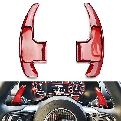 Red Carbon Fiber Steering Wheel Paddle Shifter Extension Cover For 15-21 Mustang • $89.99