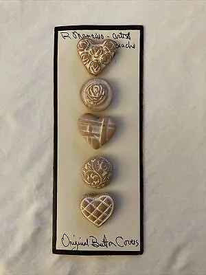 Vintage Lot Of 5 Button Covers Terracotta Heart & Round Shaped Multiple Styles • $12.99