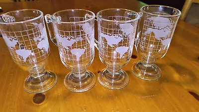 Vintage Nestle Nescafe Irish Coffee Frosted Glass Coffee Mugs Cups Set Of 4 • $20