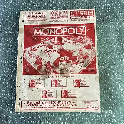 $29.49 • Buy Original Monopoly, Stern ￼ Pinball MACHINE  Manual Arcade Game