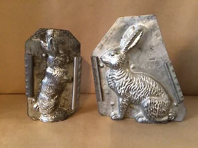 2 Vtg Eppelsheimer Easter Bunny Rabbit Chocolate Molds W/clips #4602 #6871 Usa • $99