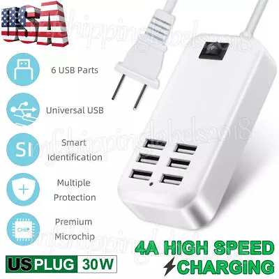 6 Port USB Hub Fast Wall Charger Station Multi-Function Desktop AC Power Adapter • $6.59