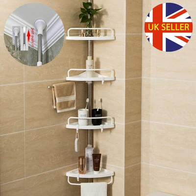 £15.59 • Buy 4 Tier Telescopic Bathroom Wall Corner Shelf Rack Shower Caddy Storage Organizer