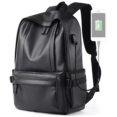 MATE ELAN Mens Leather Backpack Black Water-Repellent Carry On Back Pack USB... • $58.74