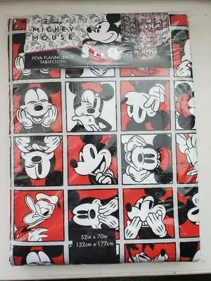 Disney Mickey Minni Donald Daisy PEVA FLANNELBACK Tablecloth 52  X 70  - New • $25