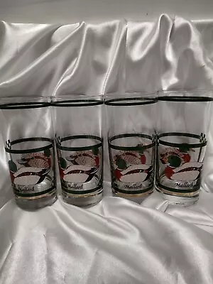 Vintage Mallard Duck Glass Tumblers Set Of 4 Country/wildlife 6  Tall • $45