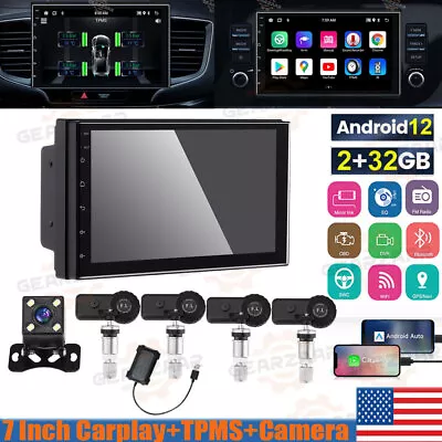 7  Car Carplay Touch Screen Stereo Radio 2+32G+Camera +4Pc Internal TPMS Sensors • $105.76