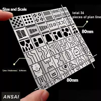$6.90 • Buy 36 In 1PCs Drill Scribe Line Templates Ruler Detail Carve Hobby Model Craft Tool