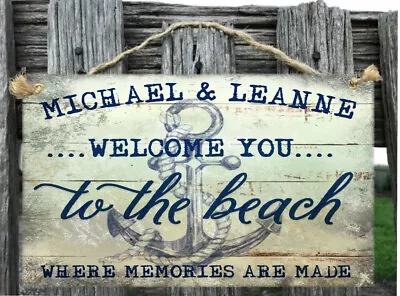 BEACH FAMILY Personalised Wooden Plaque Sign 20x28.5cm BarGARAGEHome Decor • $19.99