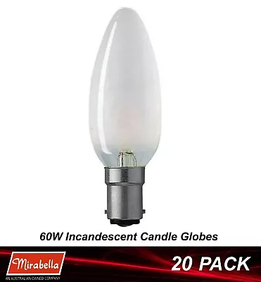 20 X 60W B15 Pearl Candle Incandescent Light Globes Bulbs Lamp SBC Small Bayonet • $56.70