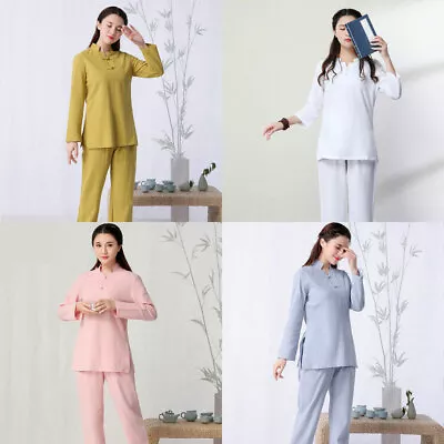 Women Martial Arts Wushu Tai Chi Yoga Sets Linen Kung Fu Suit Uniforms Pants Top • $36.57