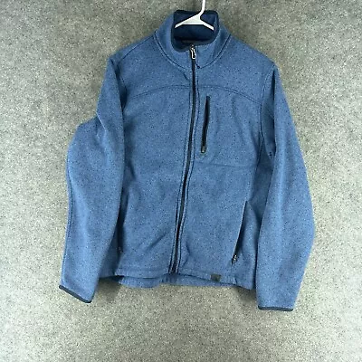 LL Bean Fleece Jacket Mens Medium Blue Full Zip Pockets Lightweight Outdoors • $12.49