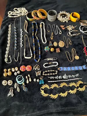 Vintage Huge Womens Jewelry Lot Coro Avon Signed And Unsigned 50+ Pieces • $7.50