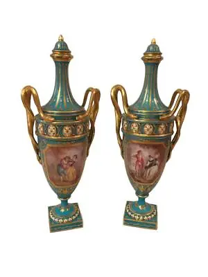 Antique Pair Of Sevres Hand Painted Porcelain Vases • £1205.25