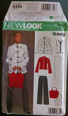 UNCUT New Look 6435 Womens Frog Close Mandarin Jacket Pants Bag Pattern Sz 10-22 • $2.99