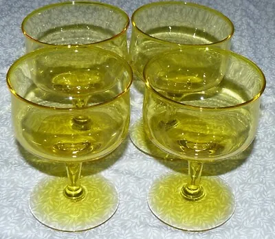 Set Of 4 Morgantown Mid Century MCM Pineapple Yellow Low Sherbets Champagne  • $37.96