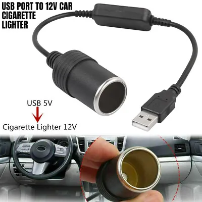 5V USB Male To Female 12V Socket Car Cigarette Lighter Converter Adapter • £5.18