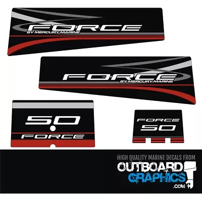 Mercury Force 50hp Outboard Decals/sticker Kit - Black Style • $47.61